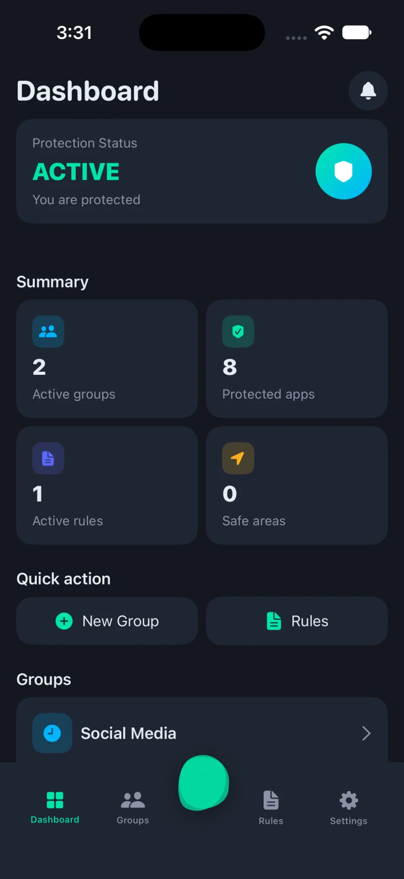 Guardian-X Dashboard screen