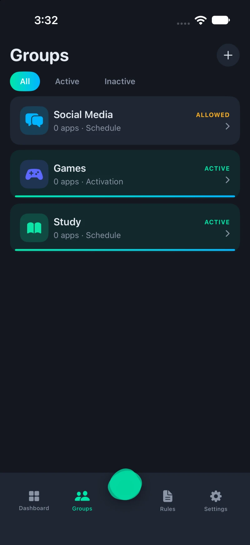 Guardian-X app groups screen